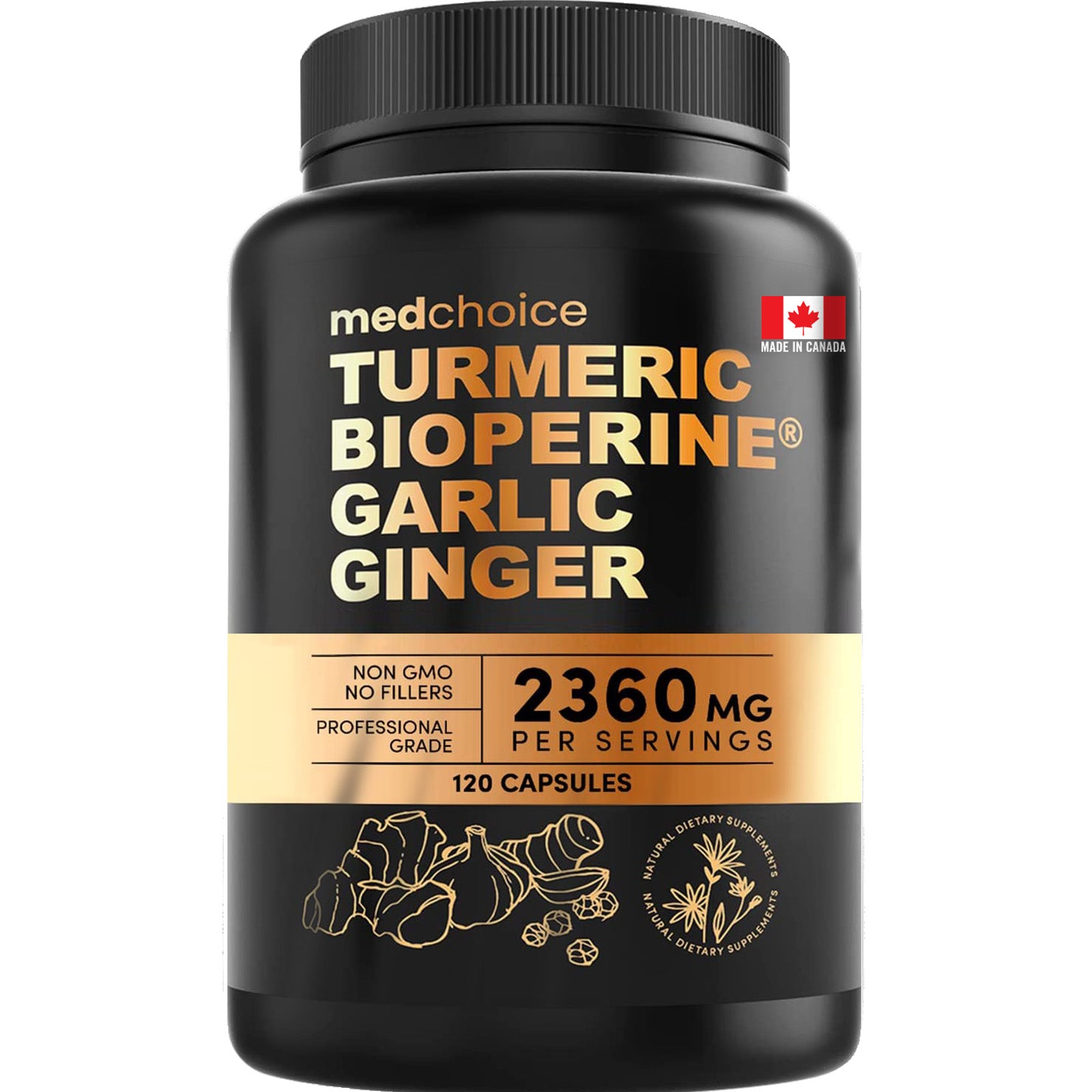 10-in-1 Sleep Melatonin 6mg Capsules (90ct) - Melatonin for Adults with L-Theanine, 5HTP, GABA, Magnesium - 4-in-1 Turmeric Curcumin with Bioperine 2360mg (120ct) - 95% Curcuminoids with Black Pepper - MedChoice