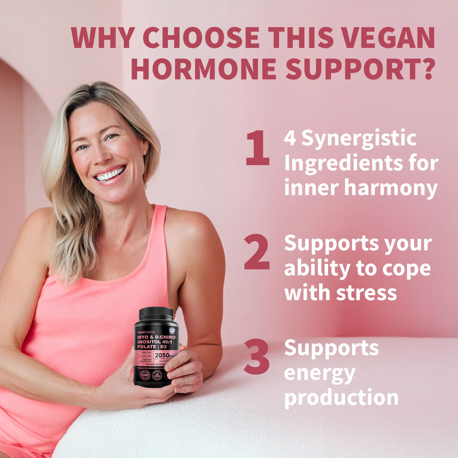 Myo-Inositol 40:1 for Women – Inositol Supplement with Myo & D-Chiro Inositol, Folate & Vitamin D3 – Vegan Capsules for Daily Routine & Hormone Support – Flo Ovarian Support Capsules - MedChoice