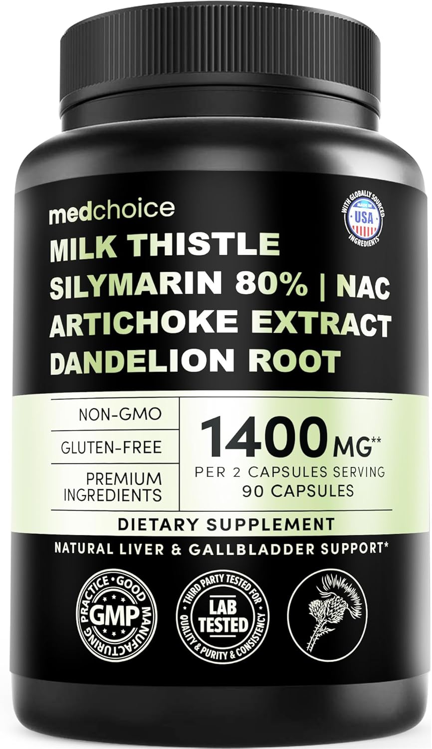 Milk Thistle Supplement w/ NAC, Artichoke & Dandelion – Liver Support Supplement & Gallbladder Supplements in One – Liver Detox – Milk Thistle & Liver Care Supplements - MedChoice