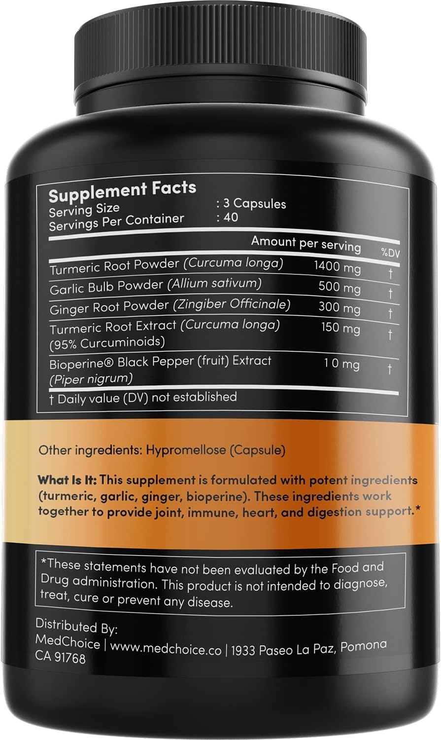 4-in-1 Turmeric Curcumin w Bioperine 2360mg (120 ct) Pack of 3 and 10-in-1 Melatonin 6mg Sleep Support (90 ct) Pack of 1, Sleep Supplements for Adults & Curcumin Supplements for Joint and Digestion - MedChoice