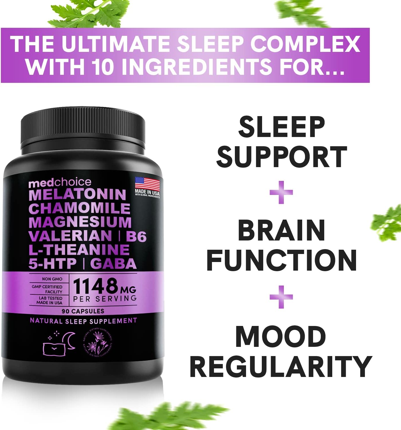 MEDCHOICE Sleep Melatonin (90ct) and Nootropic Brain (60ct) Supplement Bundle - MedChoice