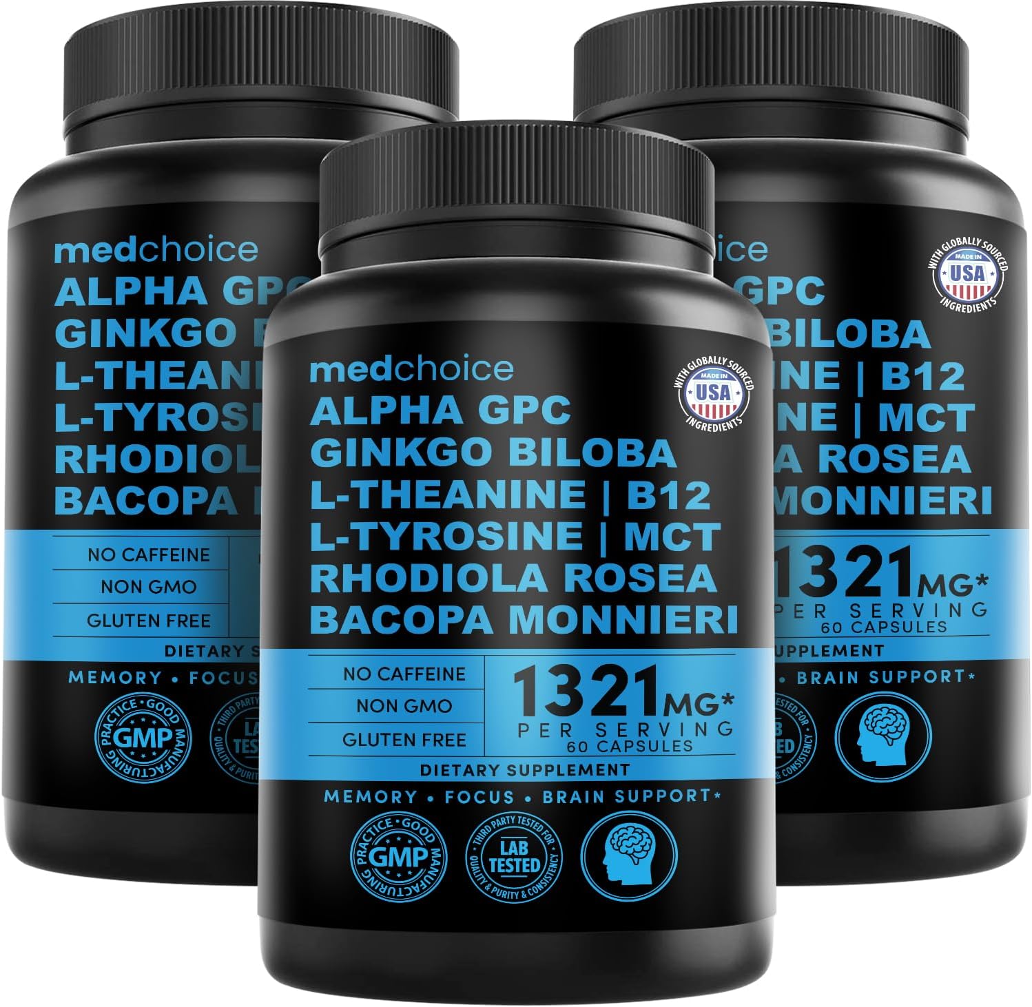 12-in-1 Nootropic Brain Supplement Anhydrous: Ginkgo Biloba for