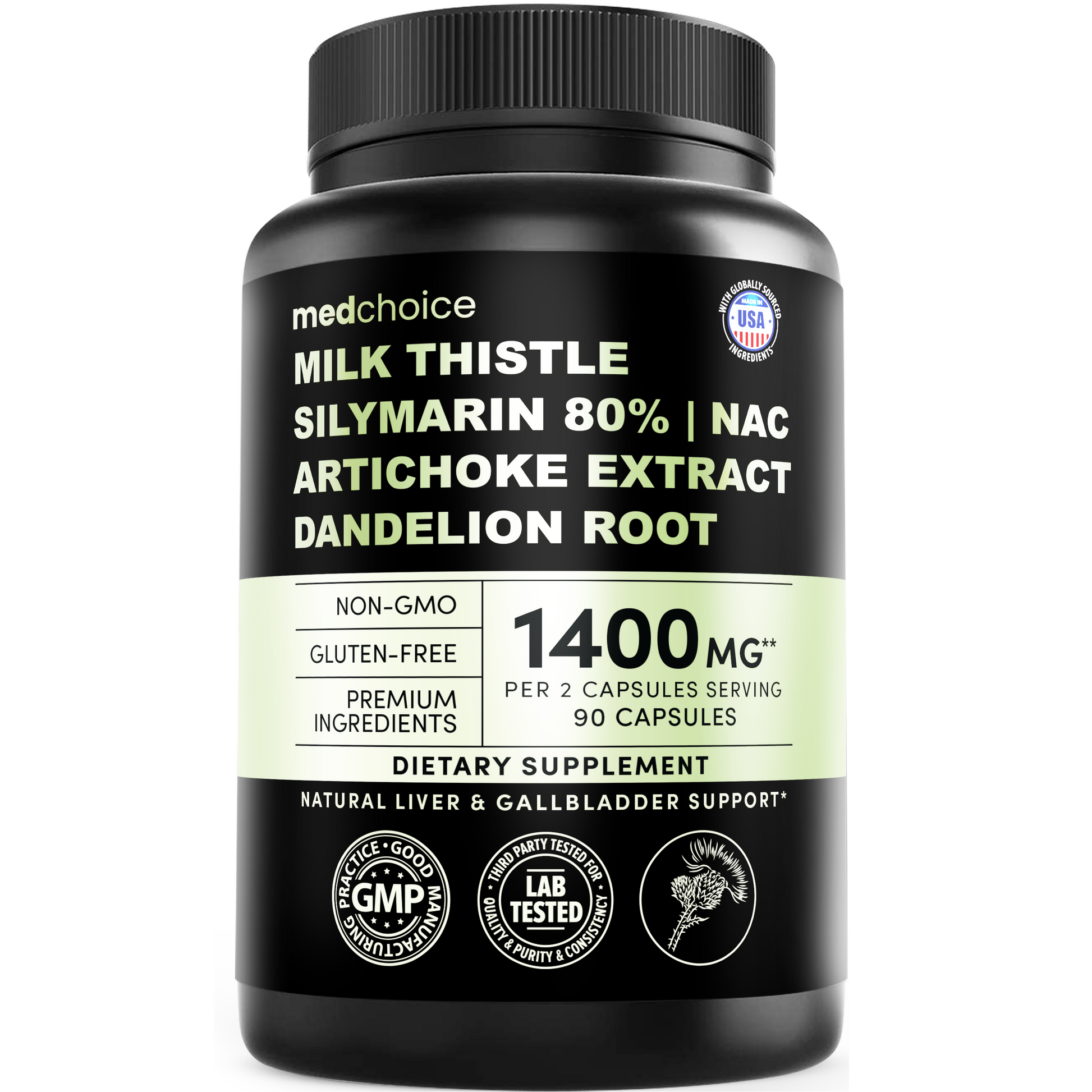 Milk Thistle Supplement w/ NAC, Artichoke & Dandelion – Liver Support Supplement & Gallbladder Supplements in One – Liver Detox – Milk Thistle & Liver Care Supplements - MedChoice