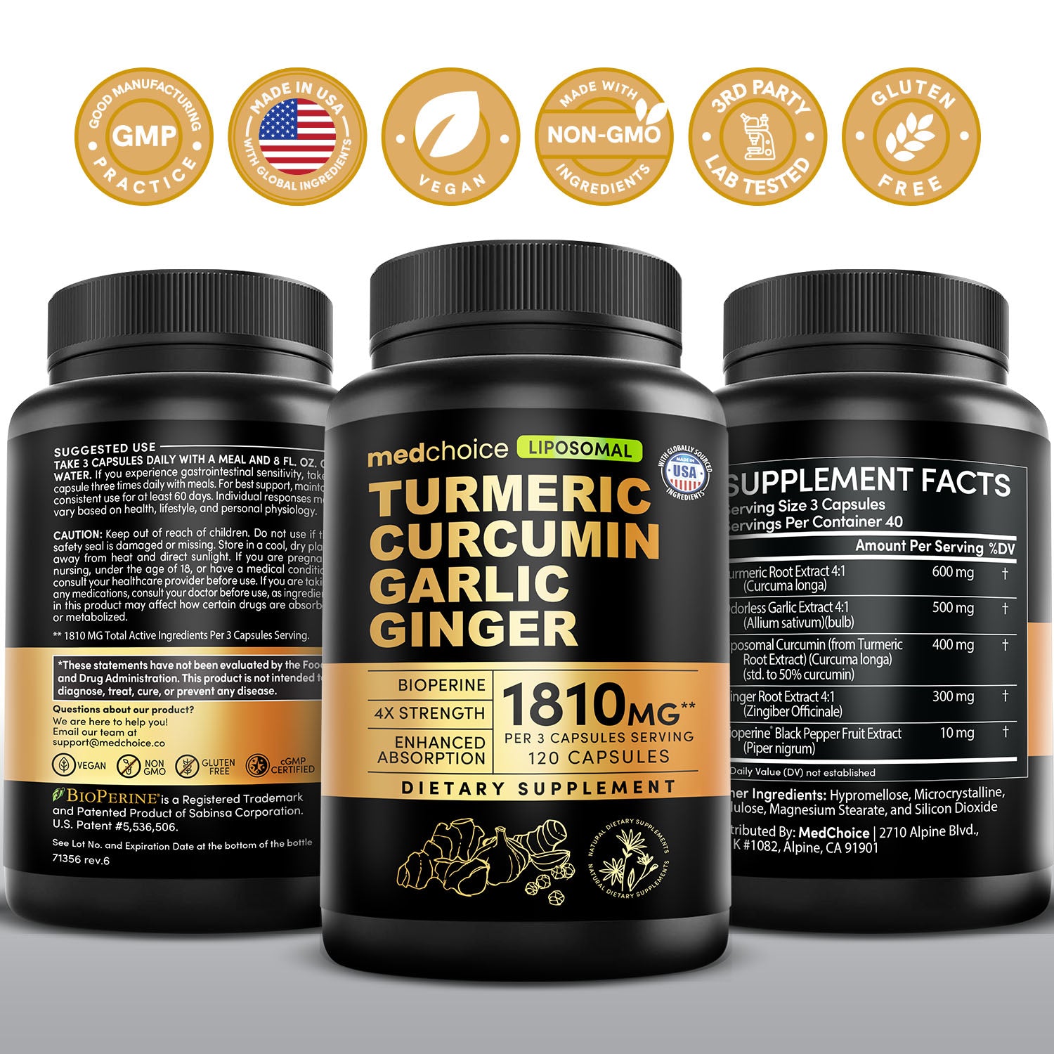 Liposomal Turmeric - High-Absorption Curcumin Supplements - MedChoice