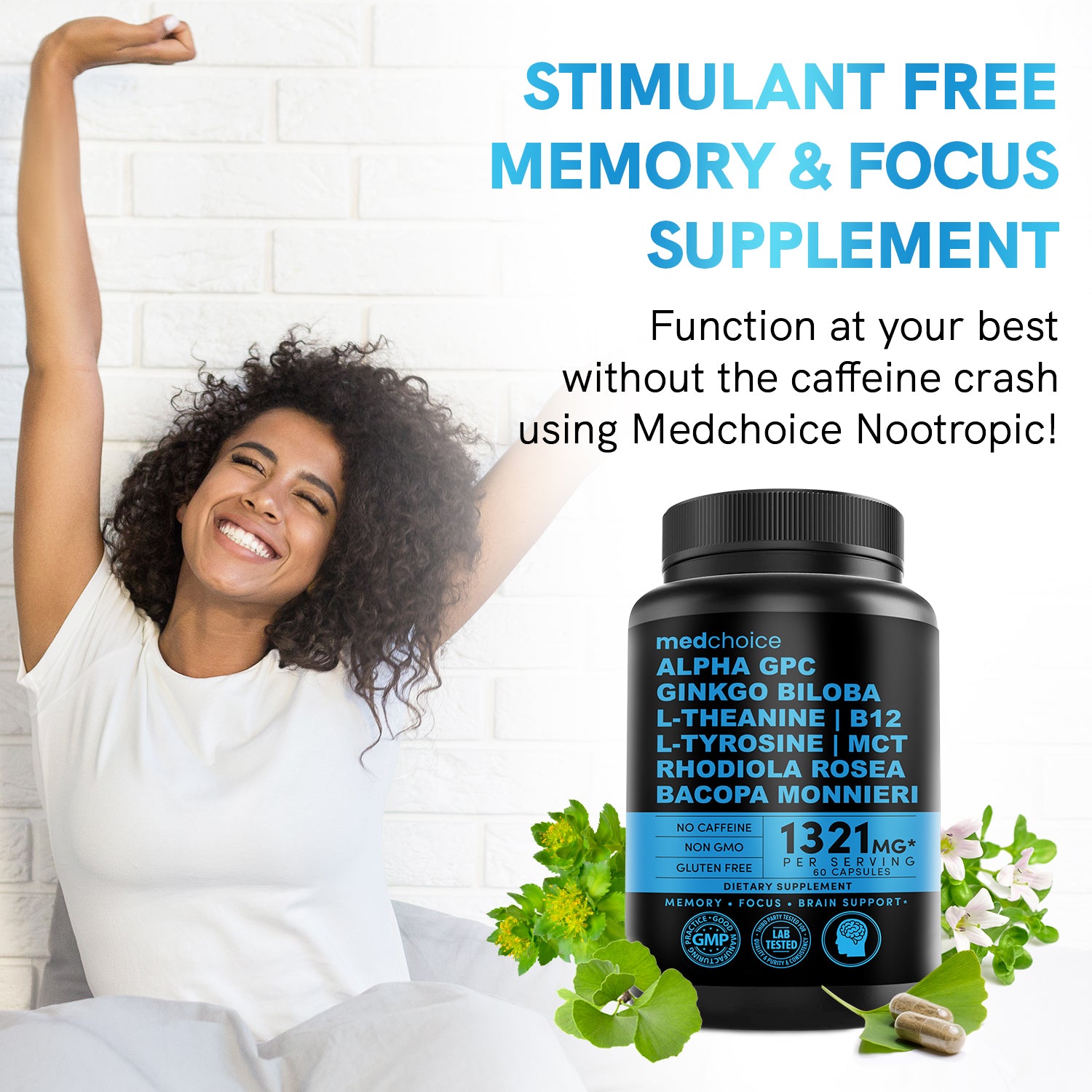 MEDCHOICE Turmeric & Ginger (120ct), Sleep Melatonin (180ct), and Nootropic Brain (120ct) Supplement Bundle - Wellness Trio for Brain, Sleep, & Immune Support - Vegan, Non-GMO, Gluten-Free - MedChoice