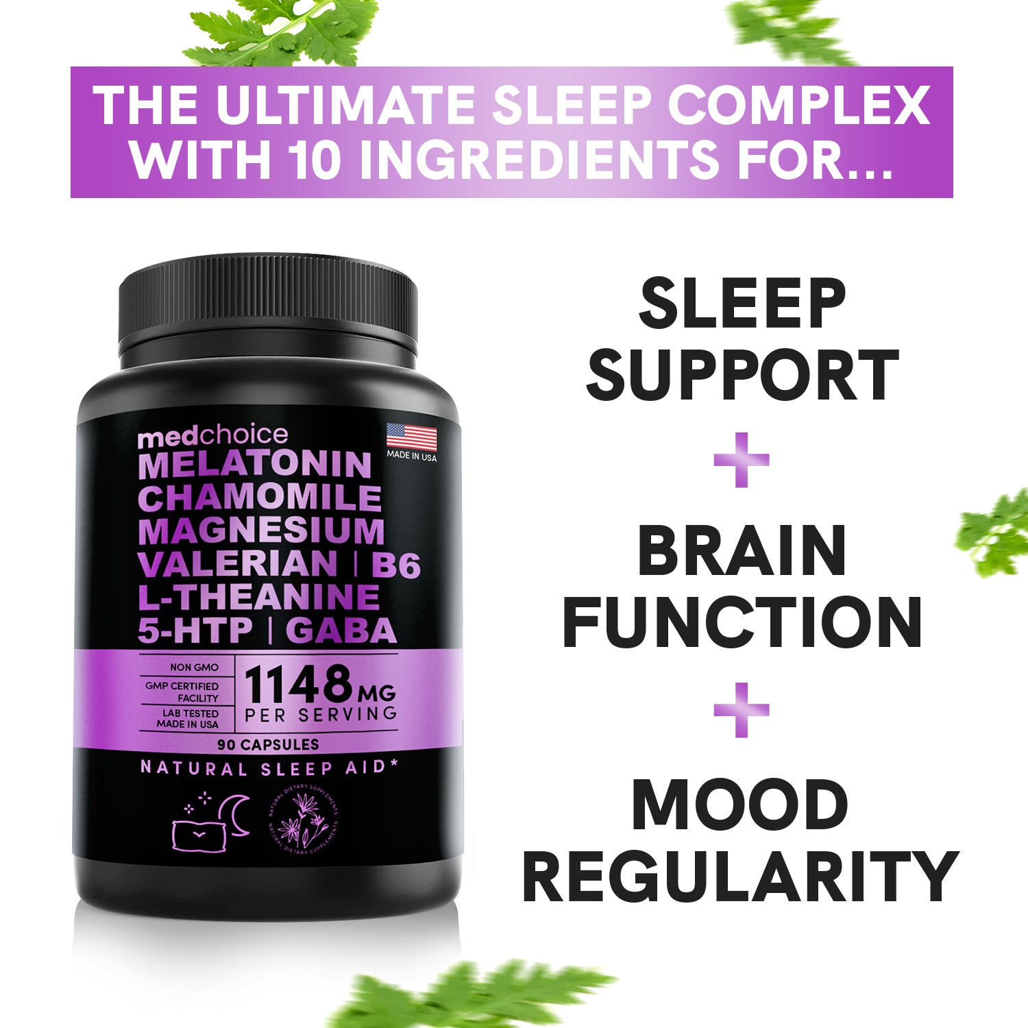 MEDCHOICE Sleep Melatonin (180ct) and Nootropic Brain (60ct) Supplement Bundle - Wellness Duo for Sleep, Brain, Focus, & Mood Support - Vegan, Non-GMO, Gluten-Free - MedChoice