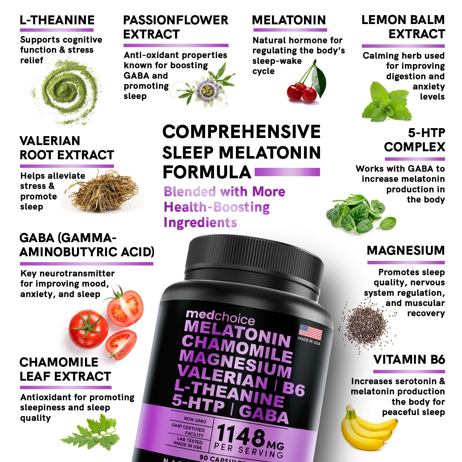 MEDCHOICE Sleep Melatonin (180ct) and Nootropic Brain (60ct) Supplement Bundle - Wellness Duo for Sleep, Brain, Focus, & Mood Support - Vegan, Non-GMO, Gluten-Free - MedChoice