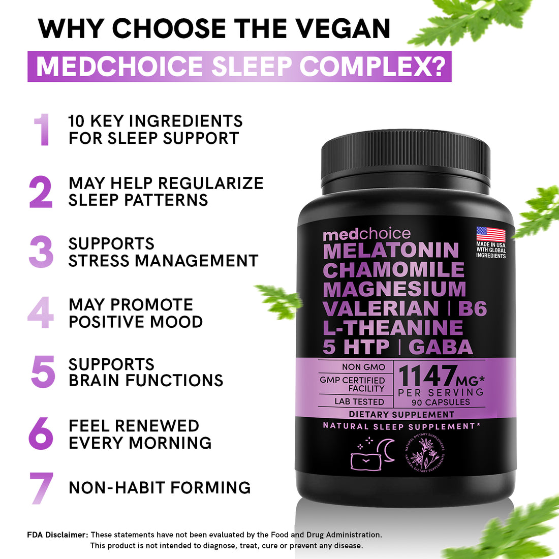 MEDCHOICE Sleep Melatonin (90ct), Turmeric & Ginger (240ct), and Nootropic Brain (120ct) Supplement Bundle - Wellness Trio for Brain, Sleep, & Immune Support - Vegan, Non-GMO, Gluten-Free - MedChoice