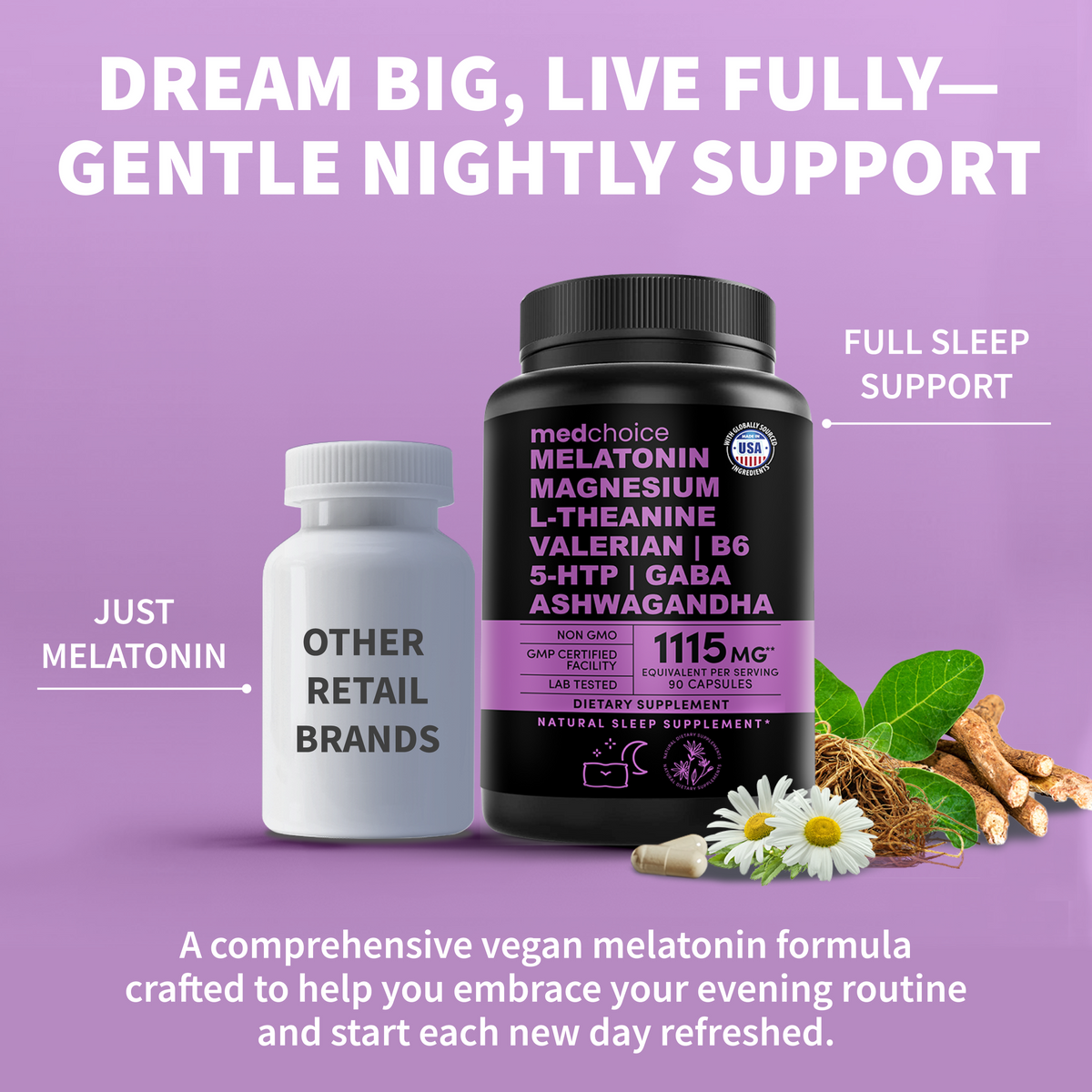 12-in-1 Melatonin Sleep Capsules - Natural Sleep Aids for Adults with ...