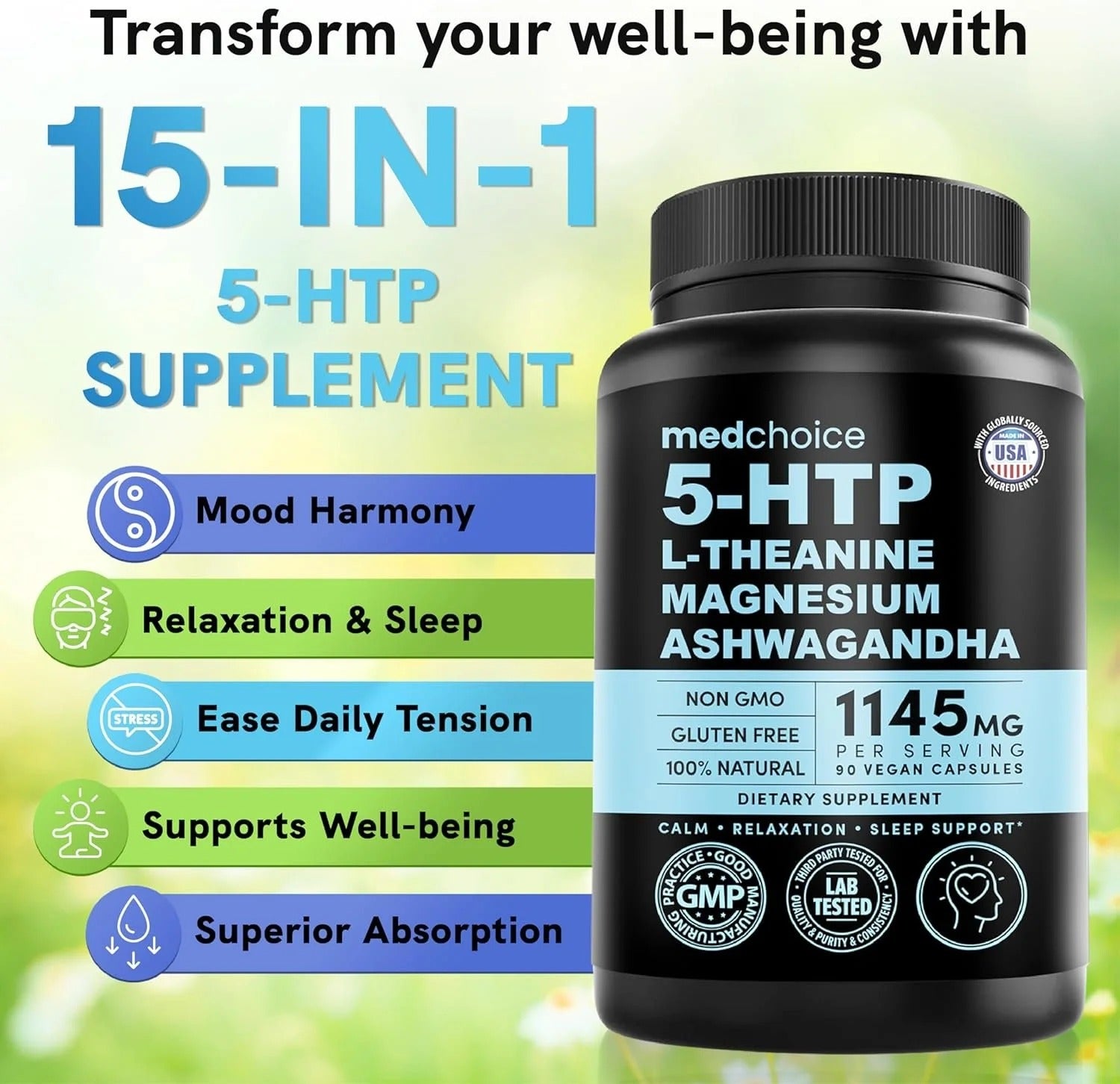 15-in-1 Mood Support Supplement - 5HTP - MedChoice