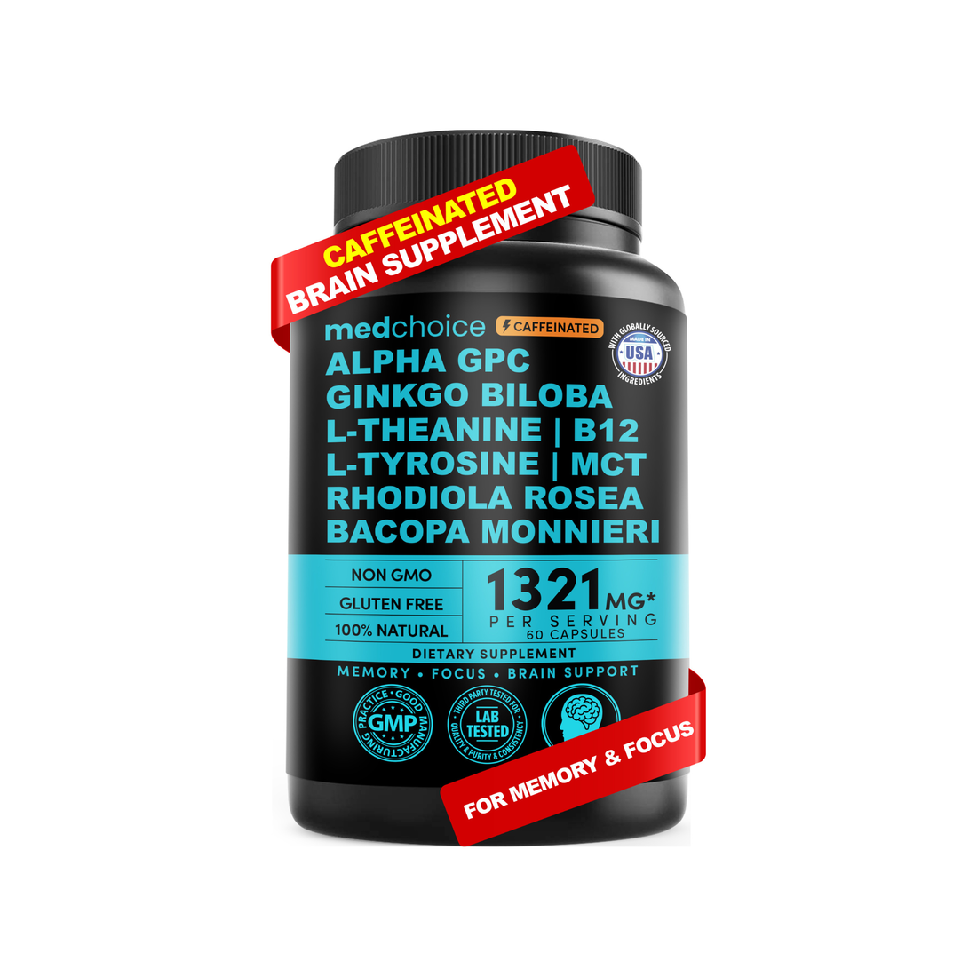 12-in-1 Nootropic Brain Supplement - Caffeinated - MedChoice