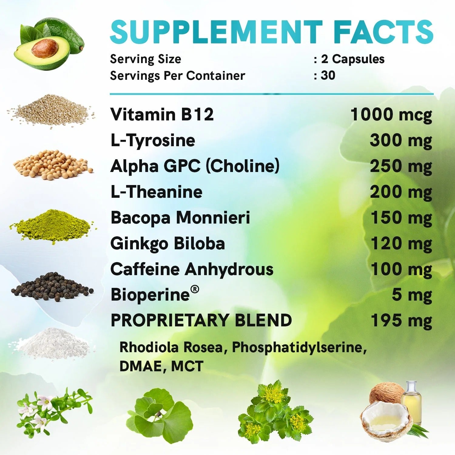 12-in-1 Nootropic Brain Supplement - Caffeinated - MedChoice